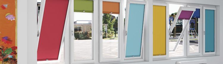 Colourful office blinds from Barnes Blinds in Stoke-on-Trent