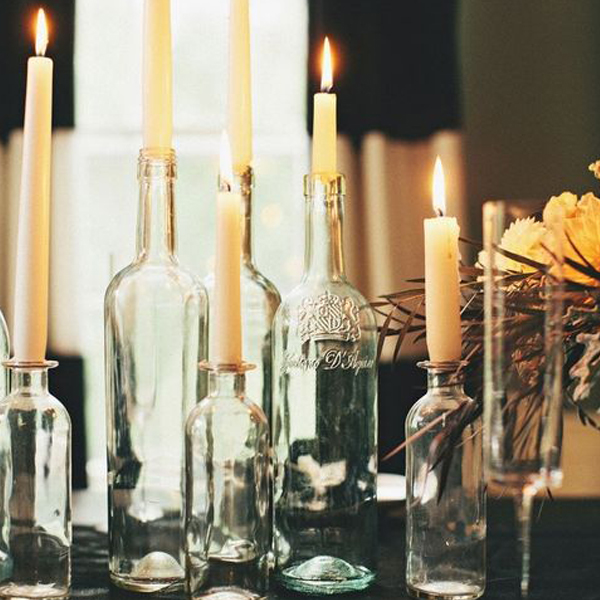 glass bottle candles Barnes Blinds